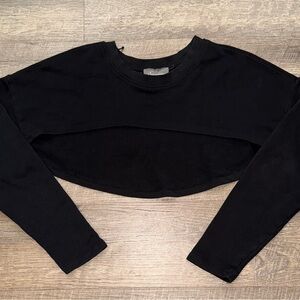 by Anthropologie Black Long Sleeve Crop Top